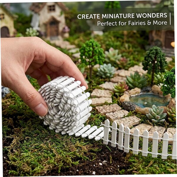 Confezione da 6 staccionate bianche flessibili da 90 cm per la decorazione del giardino delle fate e del terrario
