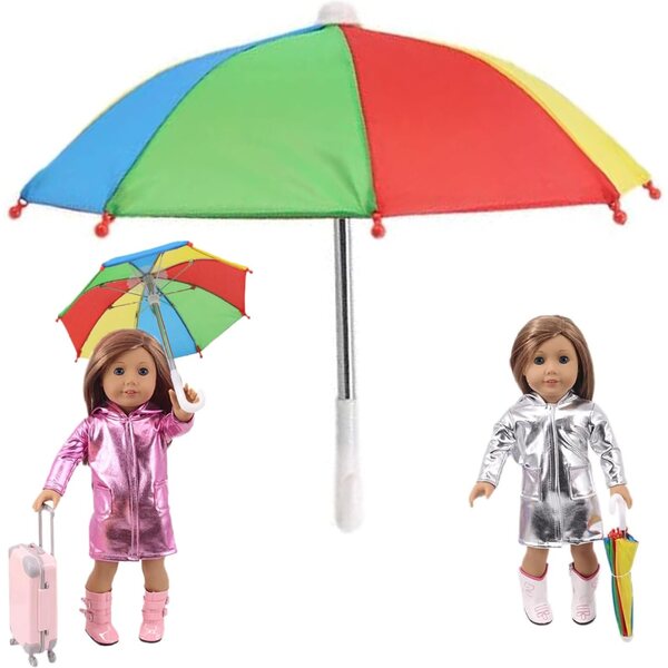 bambole-Regenschirm colorato per bambole 18 pollici, mini ombrello giocattolo apri e chiudi