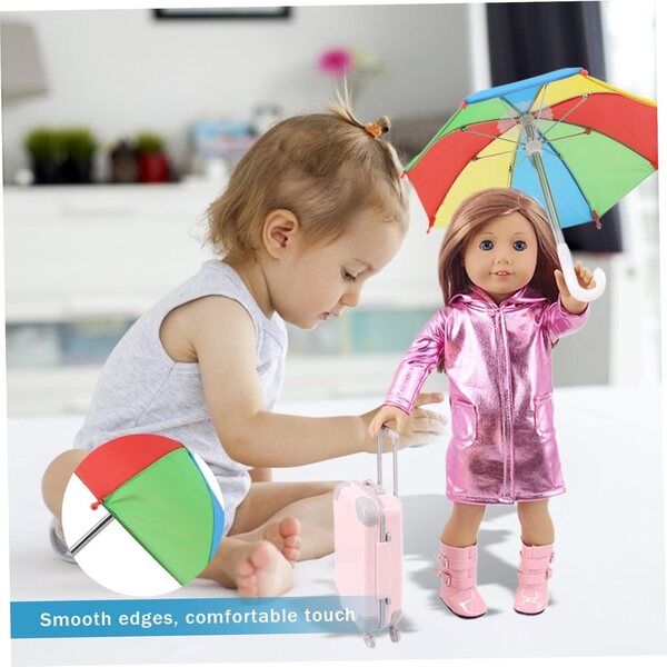 bambole-Regenschirm colorato per bambole 18 pollici, mini ombrello giocattolo apri e chiudi