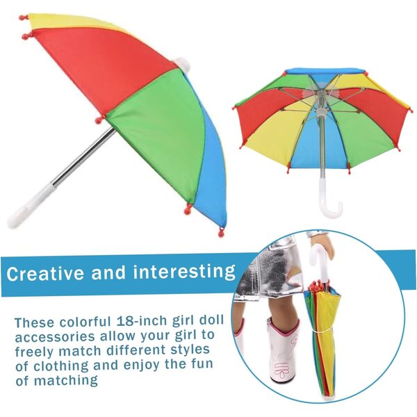bambole-Regenschirm colorato per bambole 18 pollici, mini ombrello giocattolo apri e chiudi