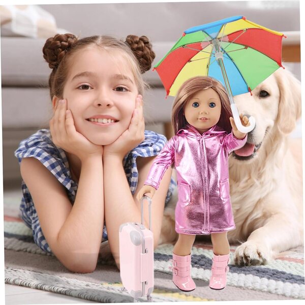 bambole-Regenschirm colorato per bambole 18 pollici, mini ombrello giocattolo apri e chiudi