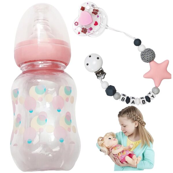 Puppenzubehör-Set mit Flasche, magnetischem Schnuller und Kette – Ameble