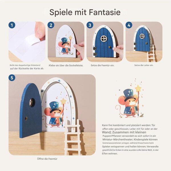 Fiabesca Porta delle Fate in Legno per Decorare Pareti e Stanze Bambini