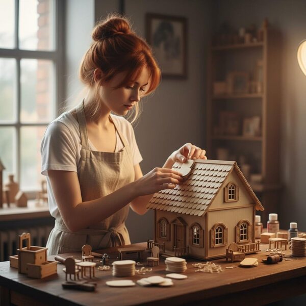 12 Miniatur-Holzdachziegel 1/12 für Puppenhäuser und DIY-Projekte