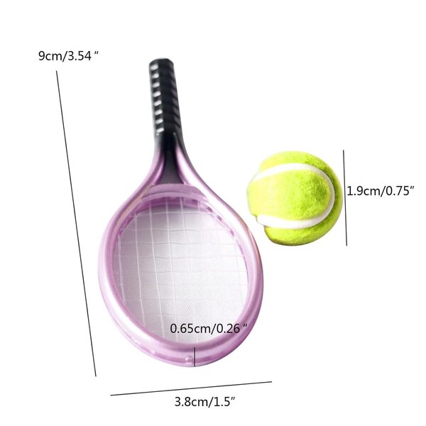 Set Miniatura racchetta da tennis e Pallina per Casa delle Bambole in Plastica Blu