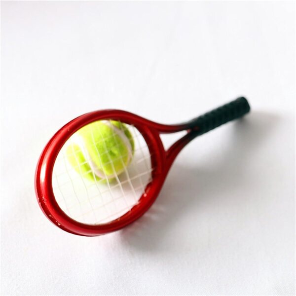 Set Miniatura racchetta da tennis e Pallina per Casa delle Bambole in Plastica Blu