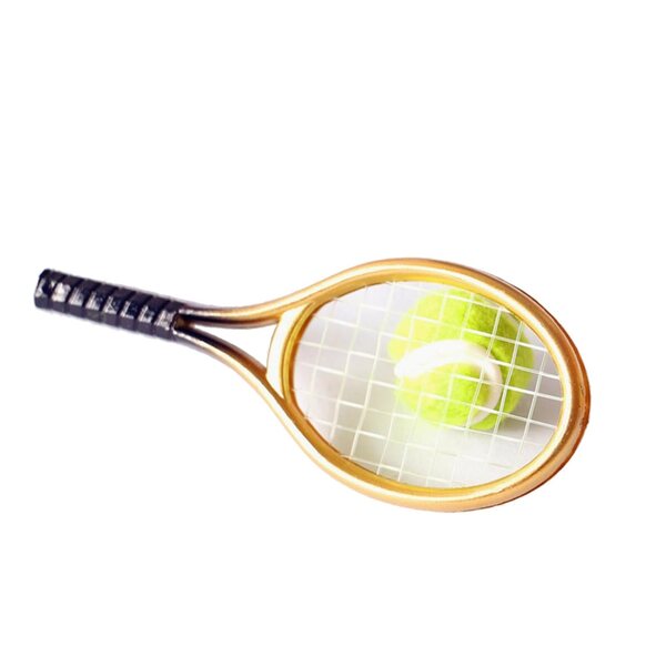 Set Miniatura racchetta da tennis e Pallina per Casa delle Bambole in Plastica Blu