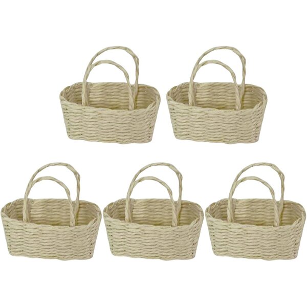 Set 5 Mini Cesti con Manico in Bambù per Decorazioni casa delle bambole e Miniatura