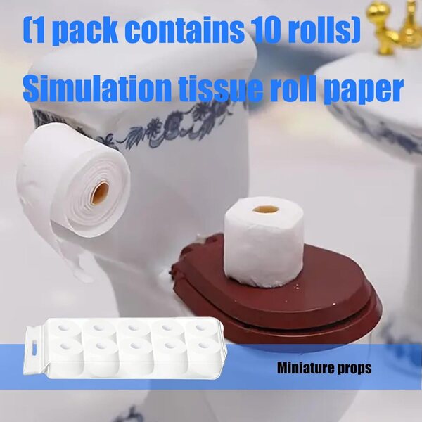 Miniature rotoli di carta igienica per casa delle bambole set da 10 pezzi in carta simulata