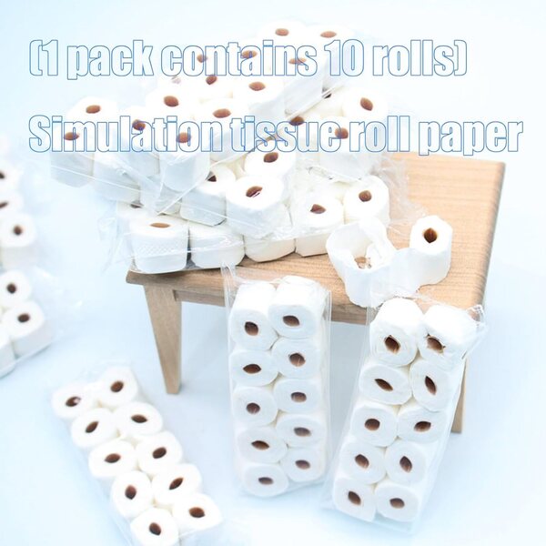 Miniature rotoli di carta igienica per casa delle bambole set da 10 pezzi in carta simulata