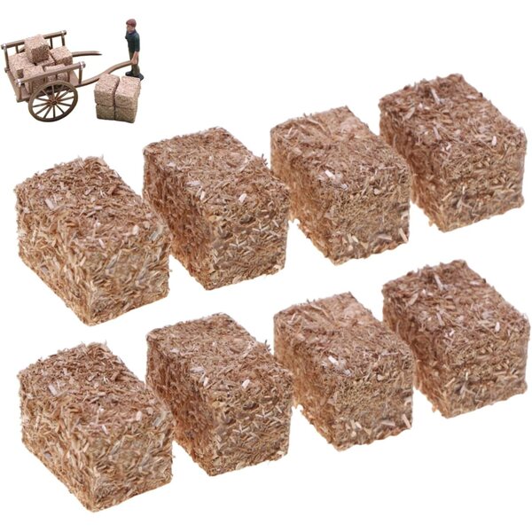 Mini-Heubballen aus Holz 8 Stück für rustikale Dekorationen und Modellbau 2x2x2 cm