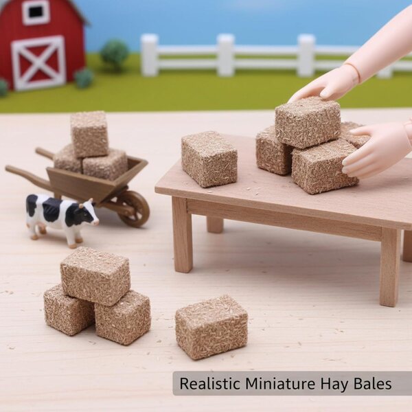 Mini-Heubballen aus Holz 8 Stück für rustikale Dekorationen und Modellbau 2x2x2 cm