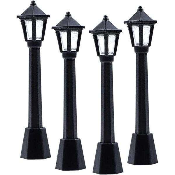 Set 4 Miniature Lampioni da Strada in Plastica per Case delle Bambole e Diorami