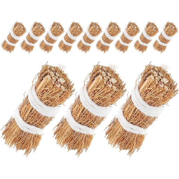 Mini balle di fieno 4 cm - 12 pezzi | Accessori realistici per la decorazione della casa delle bambole e del giardino fai-da-te
