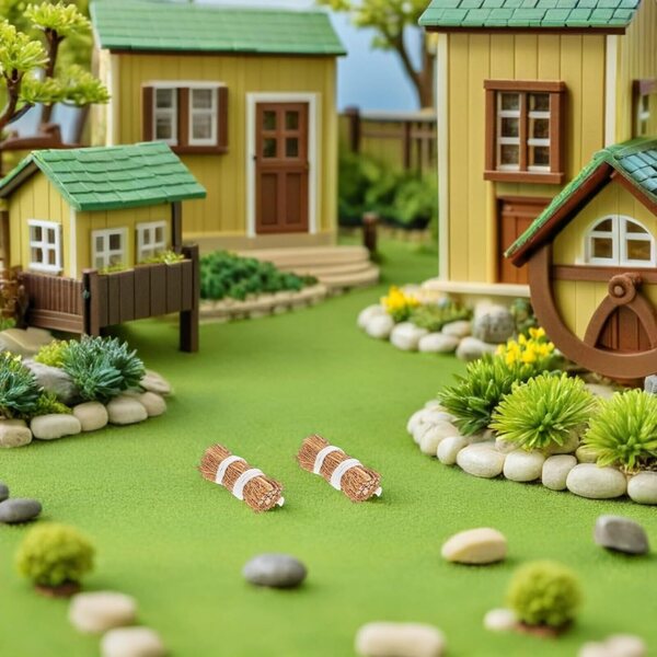 Mini balle di fieno 4 cm - 12 pezzi | Accessori realistici per la decorazione della casa delle bambole e del giardino fai-da-te