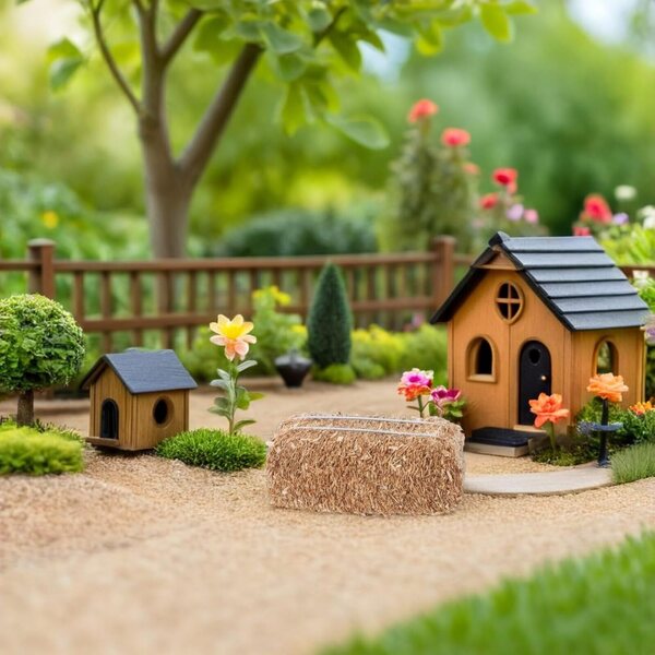 Mini decorazione di balle di fieno 7x3,7x3,1 cm per casa delle bambole, festa western, decorazione autunnale
