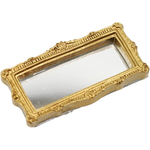 Miniatura Specchio Resin Quadrato per Casa delle Bambole - Design Vintage Intagliato