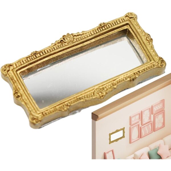 Miniatura Specchio Resin Quadrato per Casa delle Bambole - Design Vintage Intagliato