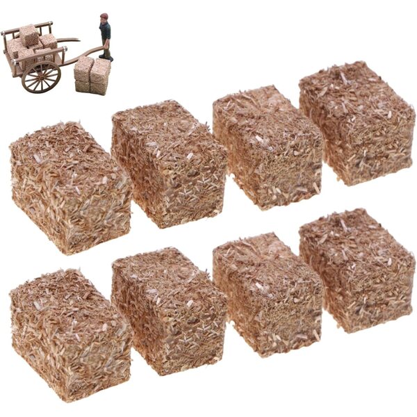 Mini-Heuballen aus Holz 8 Stück für rustikale Dekorationen und Herbstszenen