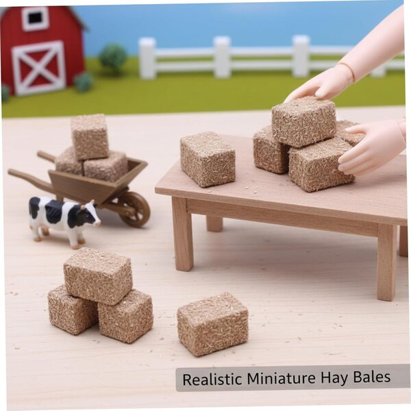 Mini-Heuballen aus Holz 8 Stück für rustikale Dekorationen und Herbstszenen