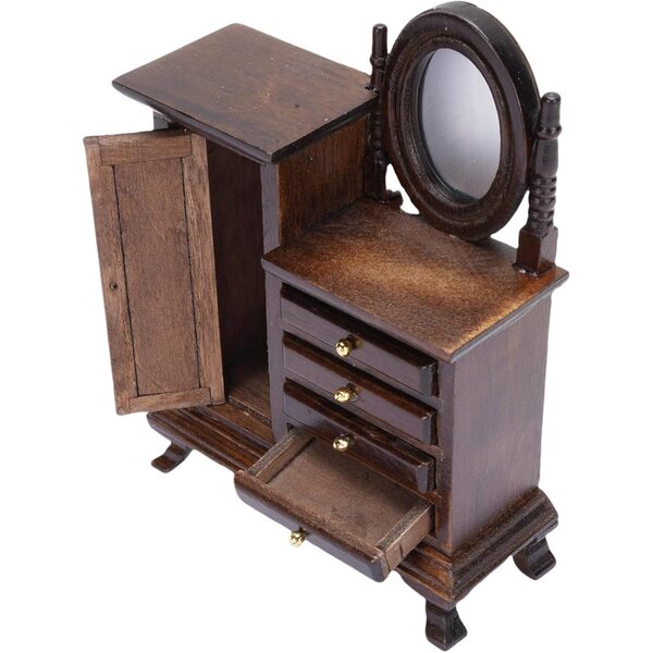 Tavolo da Toeletta in Miniatura Vintage 1:16 in Legno per Casa delle Bambole