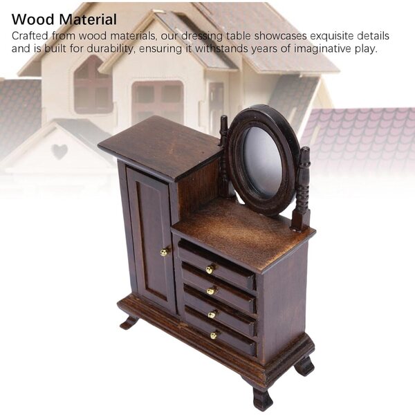 Tavolo da Toeletta in Miniatura Vintage 1:16 in Legno per Casa delle Bambole