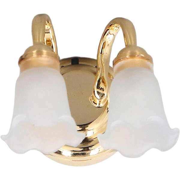 Lampada Miniatura Casa delle Bambole Doppia Testa 1:12 Batteria Integrata Design Tulipano