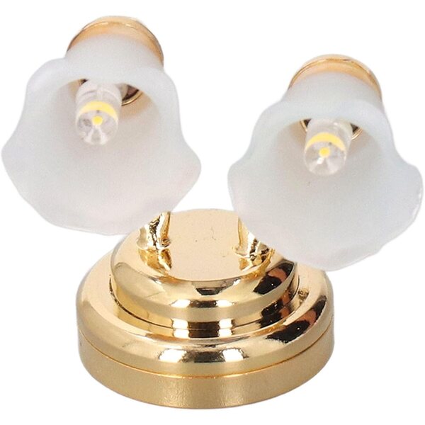 Lampada Miniatura Casa delle Bambole Doppia Testa 1:12 Batteria Integrata Design Tulipano