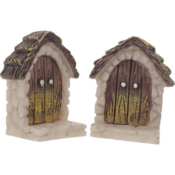 STOBAZA Miniatur-Feentür 2 Stück | Wetterfeste Puppenhaustüren 4,2 x 3,5 cm für den Feengarten