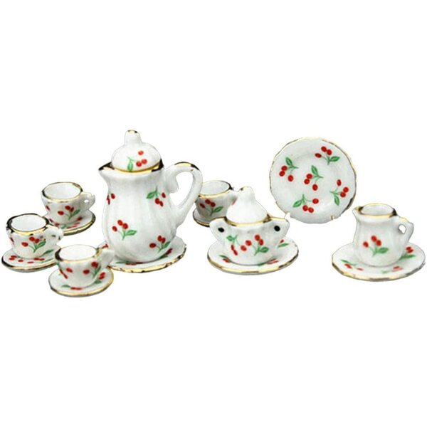 Porzellan-Miniatur-Teeservice-Set 15-teilig für Puppenhaus 1:12