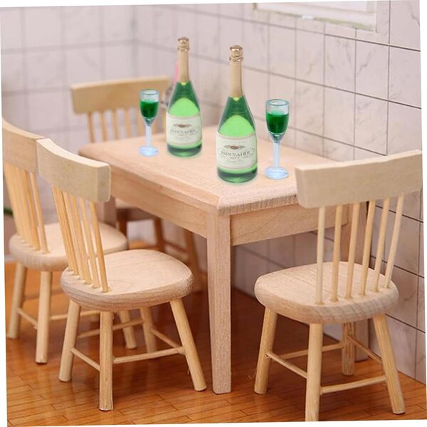 PVC-Mini-Wein- und Gläser-Set für Puppenhaus 1:12 – 6 grüne Teile