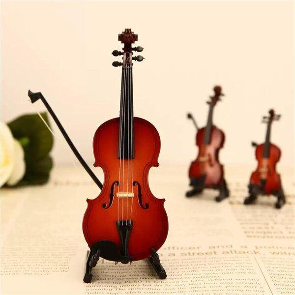 Miniatura violino giocabile con suono e custodia | Decorazione e regalo originale