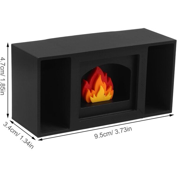 Mini caminetto decorativo nero vintage per casa delle bambole e villaggio di Natale 9,5x4,7x3,4 cm