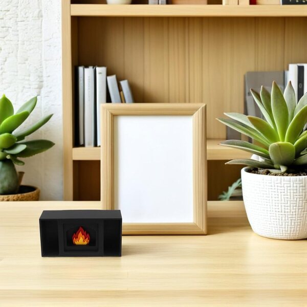 Mini caminetto decorativo nero vintage per casa delle bambole e villaggio di Natale 9,5x4,7x3,4 cm
