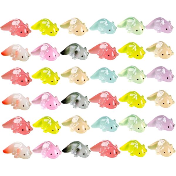 36 Mini Axolotl in resina colorata per decorazioni fai-da-te e case delle bambole