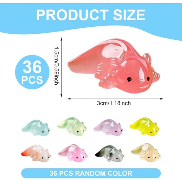 36 Mini Axolotl in resina colorata per decorazioni fai-da-te e case delle bambole