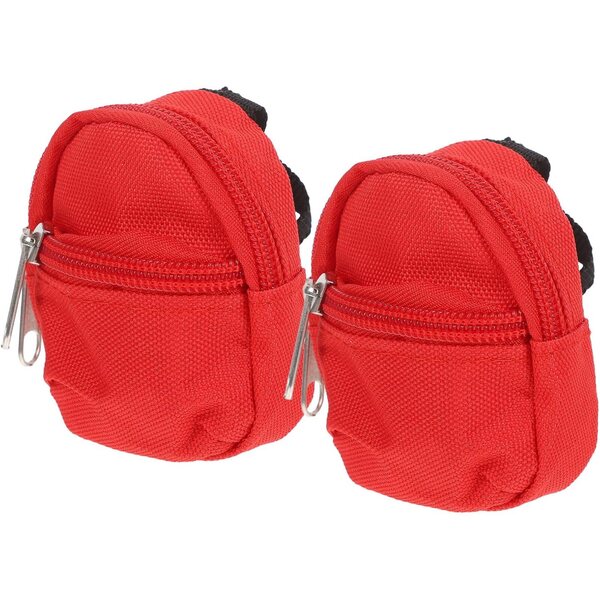 Set 2 Mini Zaini in Stoff per Case delle Bambole 1:6 con Cerniera e Tasche