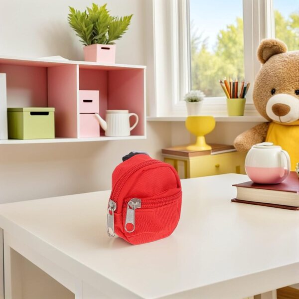 Set 2 Mini Zaini in Stoff per Case delle Bambole 1:6 con Cerniera e Tasche