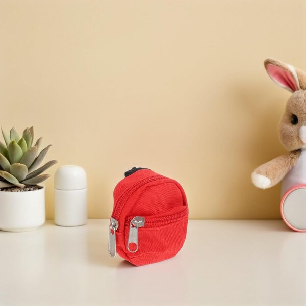 Set 2 Mini Zaini in Stoff per Case delle Bambole 1:6 con Cerniera e Tasche