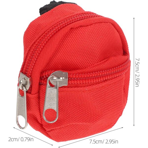 Set 2 Mini Zaini in Stoff per Case delle Bambole 1:6 con Cerniera e Tasche