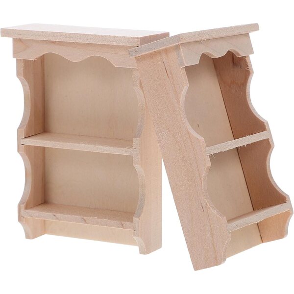 Miniatur-Wandschränke aus Massivholz im japanischen Stil – 2er-Set zur Puppenhausdekoration