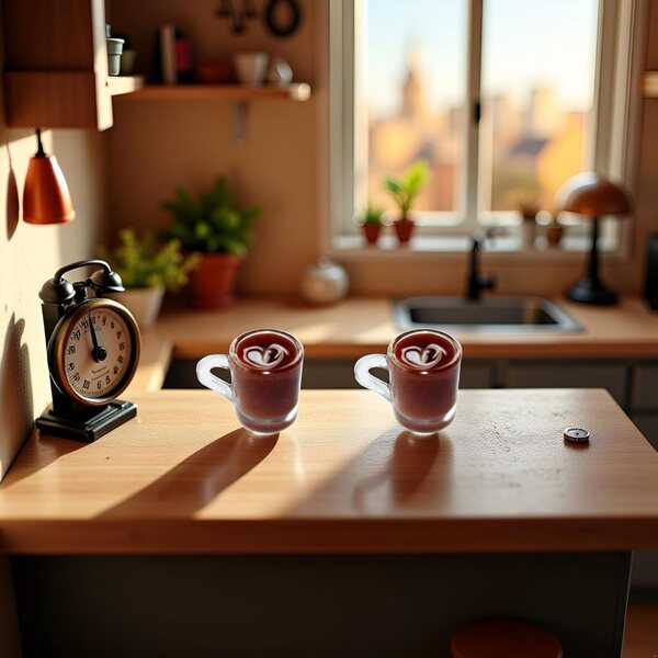 Miniatur-Puppenkaffeetassen, 2-teiliges, zufälliges, buntes Set für das Puppenhaus