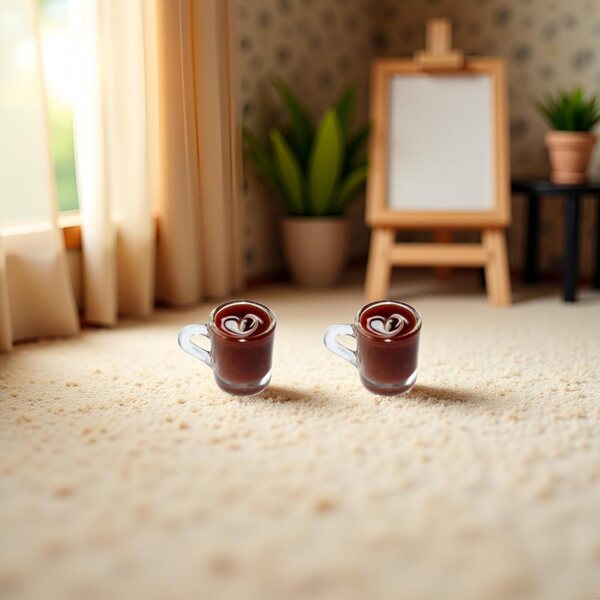Miniatur-Puppenkaffeetassen, 2-teiliges, zufälliges, buntes Set für das Puppenhaus