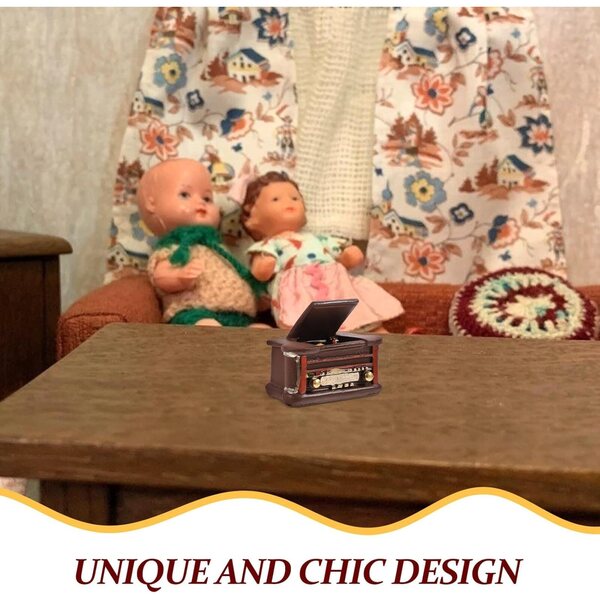 Mini Giradischi in Resina per Casa delle Bambole, Accessorio Miniatura Realistico