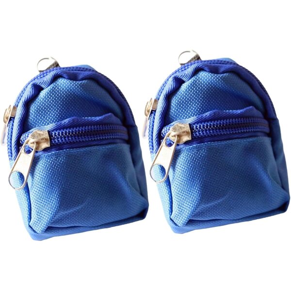 Mini-Rucksäcke in Blau für 1/6 Puppenhaus, 2er-Set, realistisches Schulzubehör
