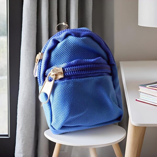 Mini-Rucksäcke in Blau für 1/6 Puppenhaus, 2er-Set, realistisches Schulzubehör