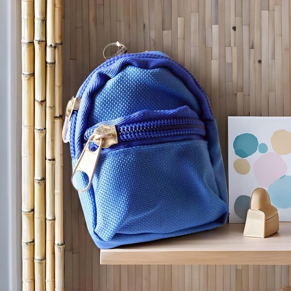 Mini-Rucksäcke in Blau für 1/6 Puppenhaus, 2er-Set, realistisches Schulzubehör