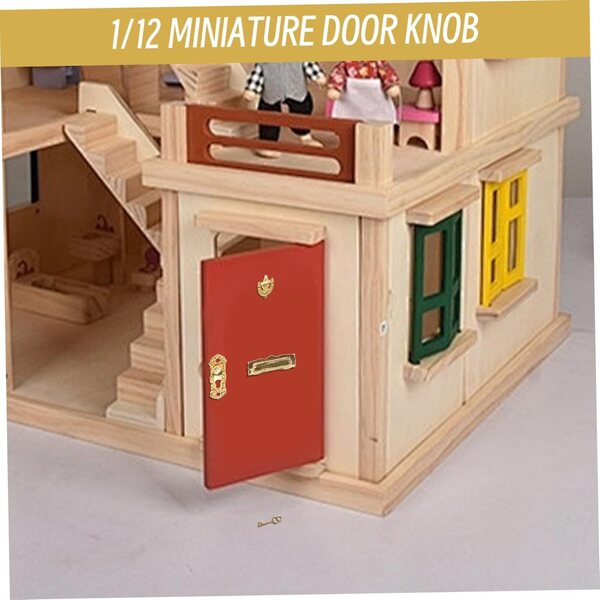 Set mit 4 Miniaturknöpfen, Schlössern und Schlüsseln aus Legierung für Puppenhäuser im Maßstab 1:12