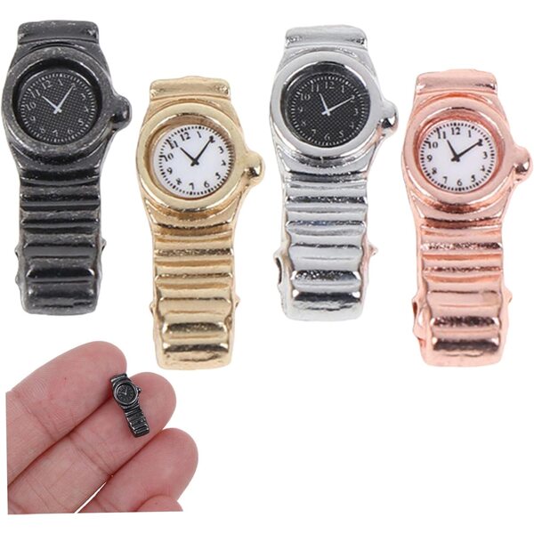 Set mit 4 Mini-Metalluhren 1:12 für Puppenhaus, 4 Farben, 1,5 cm
