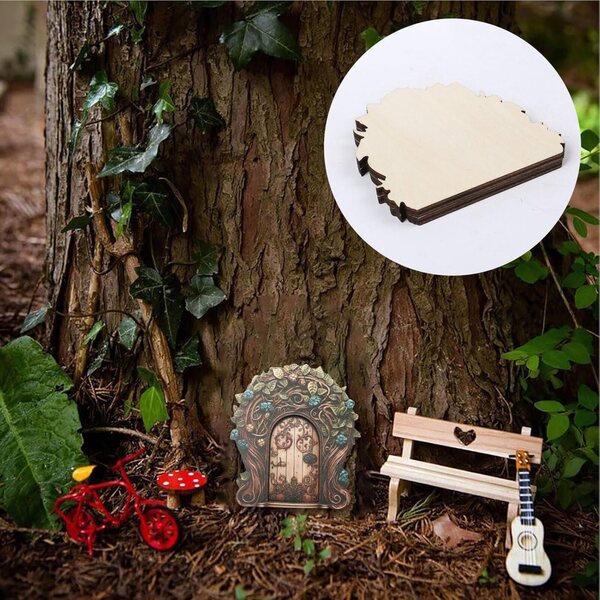 Feentür aus Holz für den Garten, wetterfeste Dekoration, 10 cm